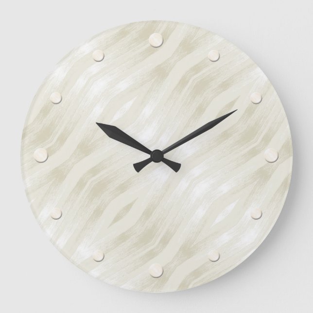 Texturierte edle hellbeige und weiß große wanduhr (Vorderseite)