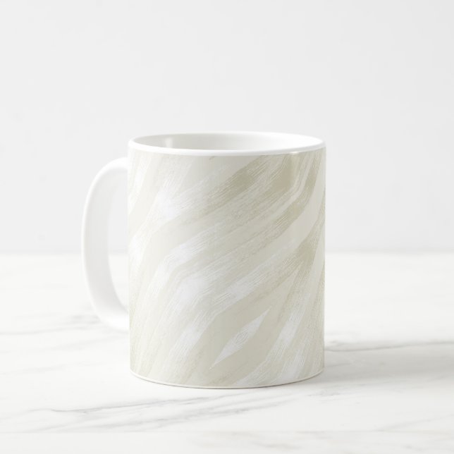 Texturierte edle hellbeige und weiß kaffeetasse (Vorderseite Links)