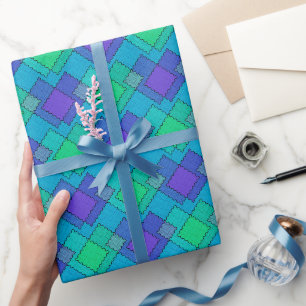Texturierte Flecken mehrfarbige Striche Geschenkpapier