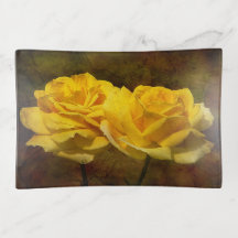 Texturierte Gelbe Rosen Trinket Fach