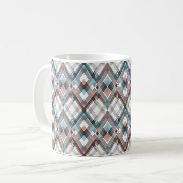 Texturierte geometrische Rautenmuster. Kaffeetasse (Vorderseite Links)