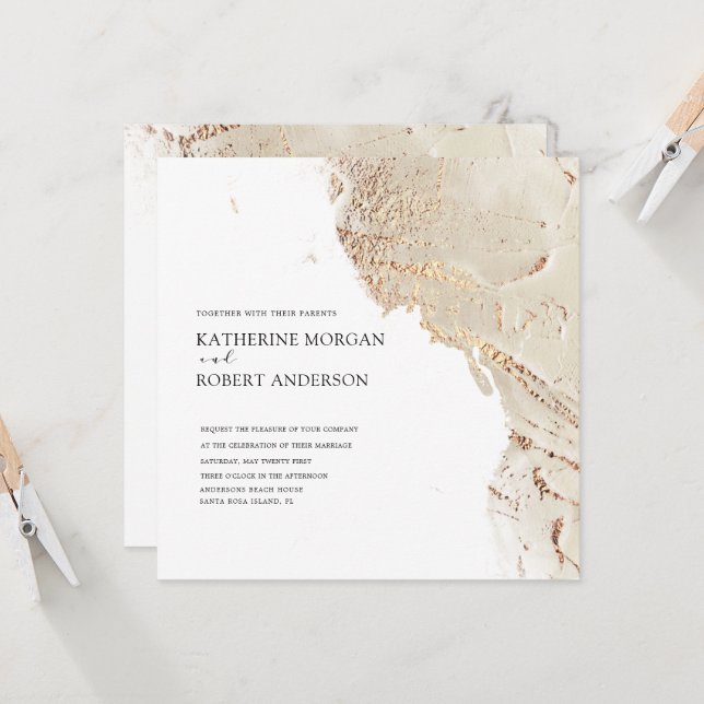 Texturierte Gold Moderne Hochzeitseinladung Einladung (Vorderseite/Rückseite Beispiel)