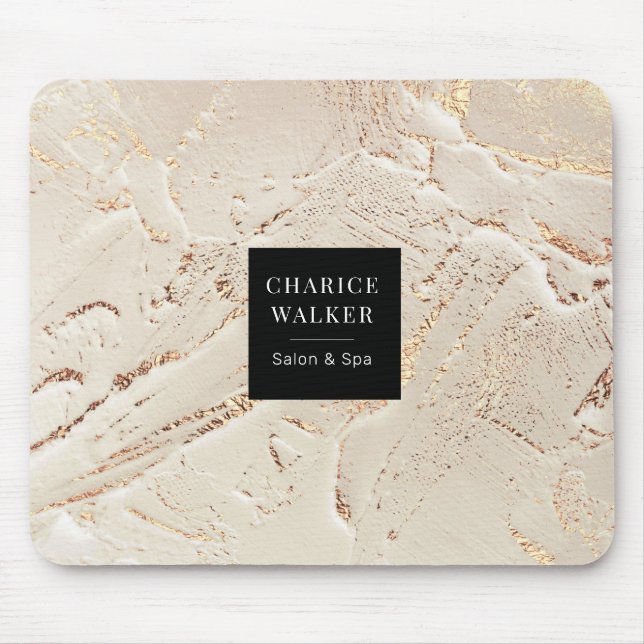 texturierte goldene, moderne Monogramm-Maus-Pad Mousepad (Vorne)