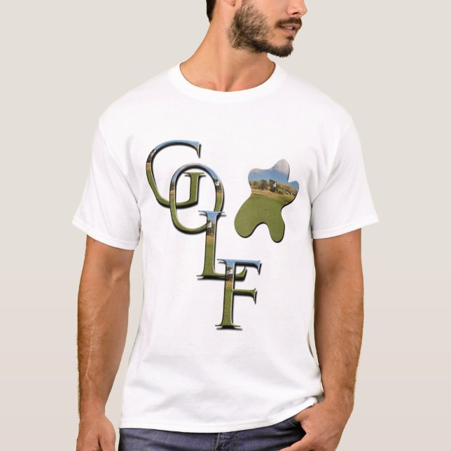 Texturierte Golf-Logo mit Golfplatz, T-Shirt (Vorderseite)