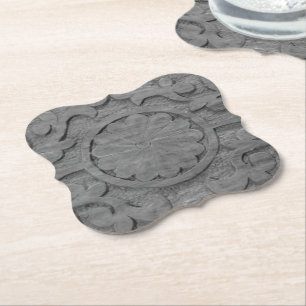 Texturierte Graue Teakholz Scroll Design kundenspe Untersetzer