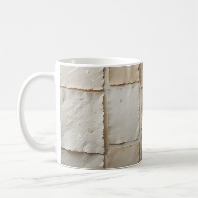 Texturierte handgefertigte Papierflachstafel Kaffeetasse (Links)