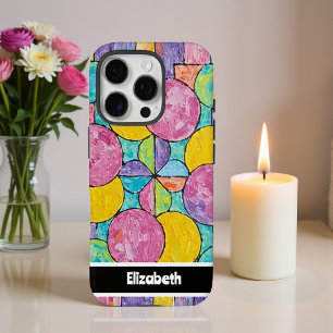 Texturierte impasto geometrische Circles Smartphon iPhone 16 Pro Hülle