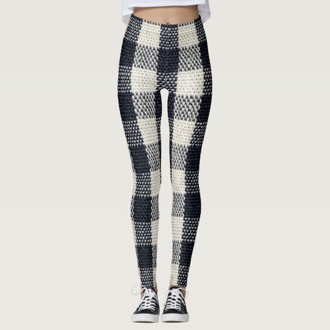 Texturierte Karierte Baumwollstoffe Hintergrund Leggings (Vorderseite)