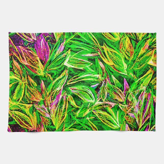 Texturierte Leaf Garden Art Geschirrtuch (Horizontal)