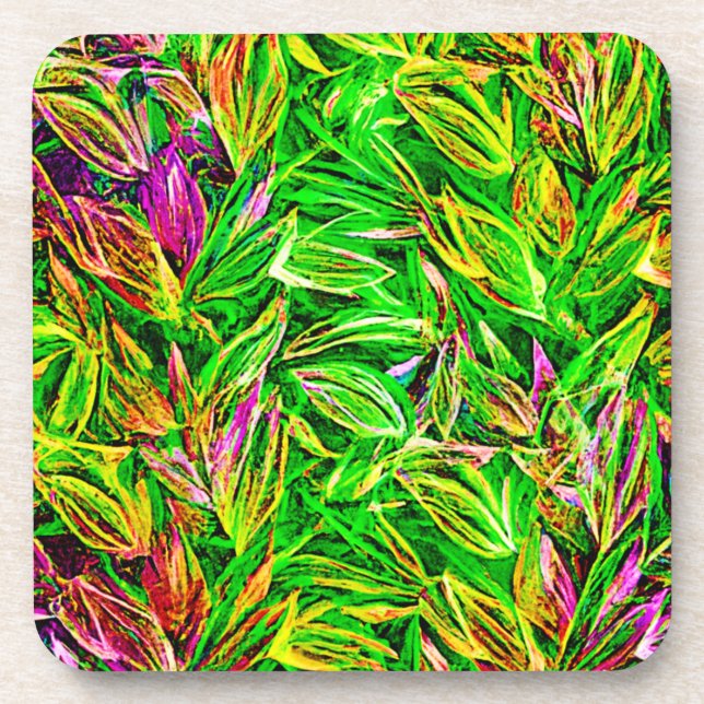Texturierte Leaf Garden Art Getränkeuntersetzer (Vorderseite)