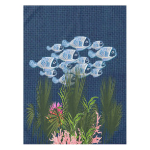 Texturierte Marine, Fisch, Rosa Korallen Tischdecke