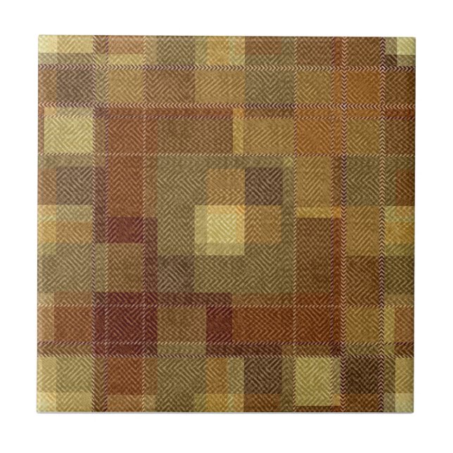 Texturierte monochrome braune Tartan kariert. Fliese (Vorderseite)