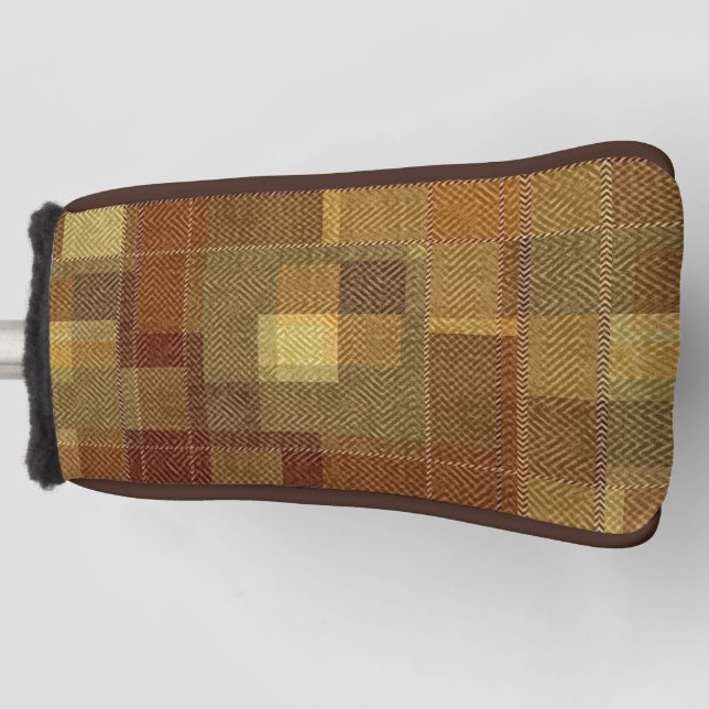 Texturierte monochrome braune Tartan kariert. Golf Headcover (Vorderseite)