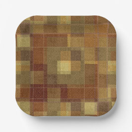 Texturierte monochrome braune Tartan kariert. Pappteller