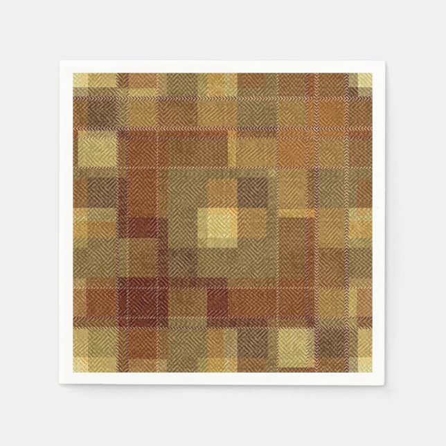 Texturierte monochrome braune Tartan kariert. Serviette (Vorderseite)