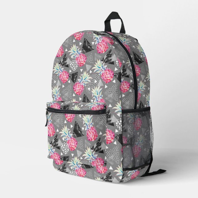 Texturierte Muster für geometrische Ananas Bedruckter Rucksack (Rückseitige Ecke Rechts)