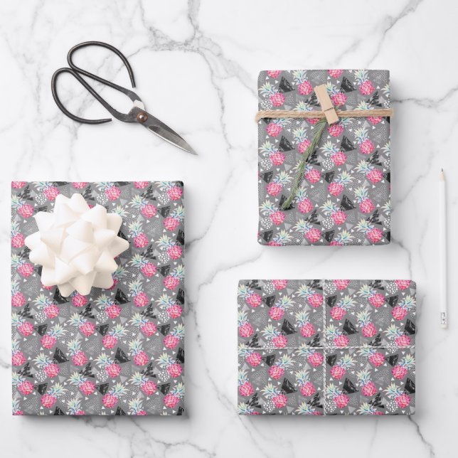 Texturierte Muster für geometrische Ananas Geschenkpapier Set (Vorderseite)