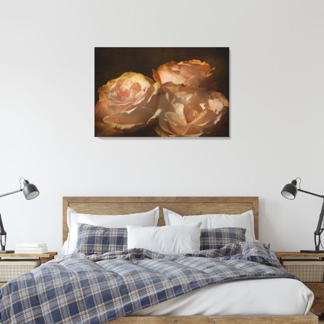 Texturierte Nachmittagshadows Rose Canvas drucken Leinwanddruck (Insitu (Schlafzimmer))