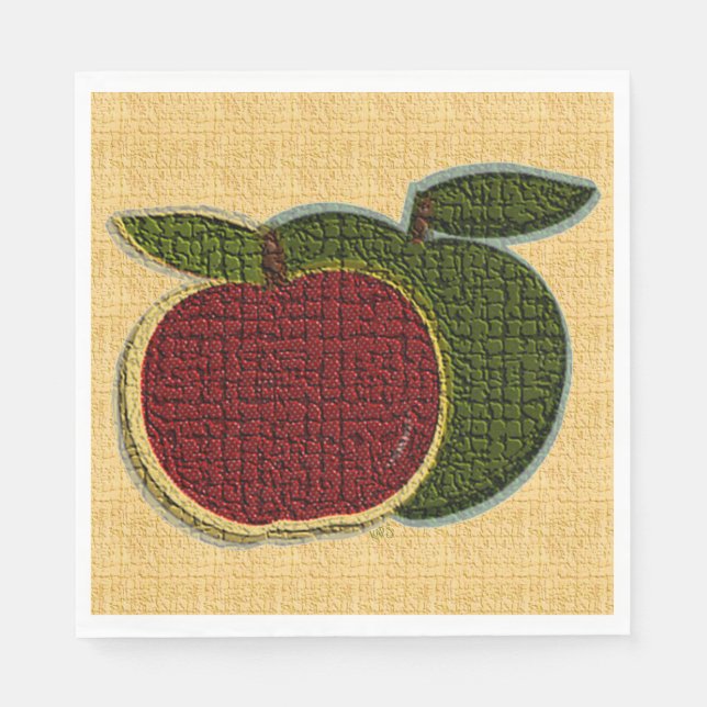 Texturierte Obstäpfel Red Green Gold Serviette (Vorderseite)