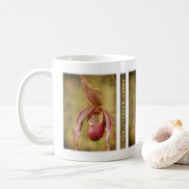 Texturierte Orchid-Mutter-Tag-Tasse Kaffeetasse (Mit Donut)