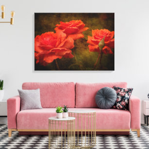 Texturierte Pfirsichfarben Rose, Stretch Canvas Pr Leinwanddruck
