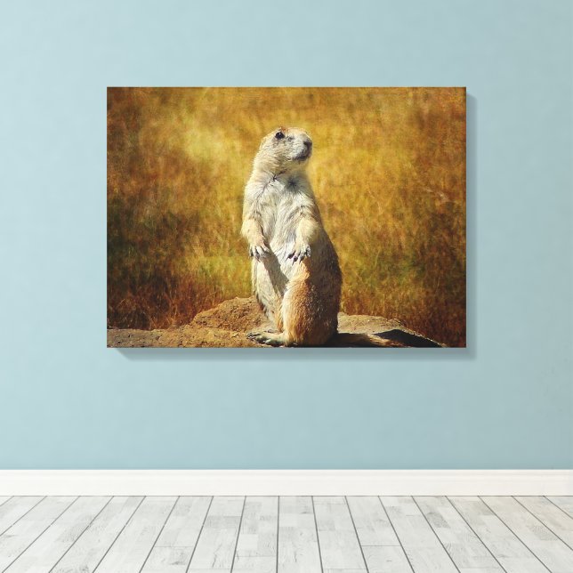 Texturierte Prärie Dog Canvas Print Leinwanddruck (Insitu (Holzboden))