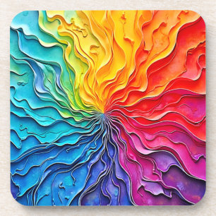 Texturierte Regenbogen-Swirlarbeit Getränkeuntersetzer