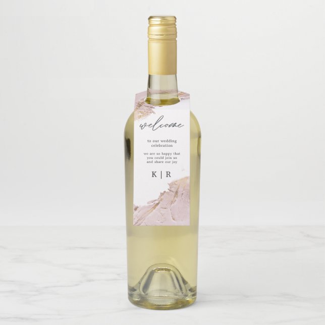 texturierte Rose Gold Hochzeitszange Flaschenanhänger (Auf Flasche)