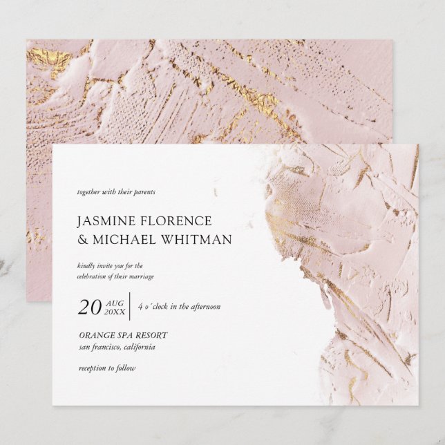 texturierte Rose Gold Imitate Folie Einladung Hoch (Vorne/Hinten)