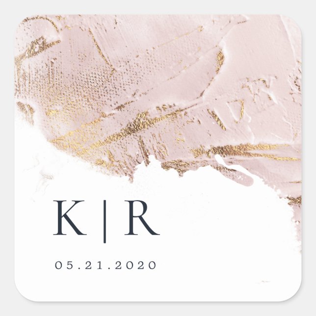 texturierte Rose Gold Imitate Folie Elegante Hochz Quadratischer Aufkleber (Vorderseite)