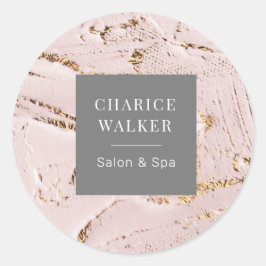 texturierte Rose Goldsalon und Wellness-Center-Mon Runder Aufkleber
