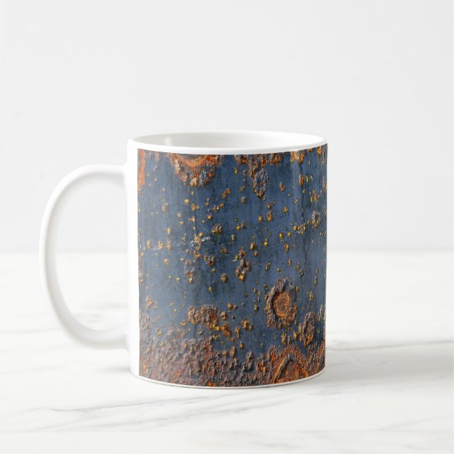 Texturierte rostfreie Metall Hintergrund. Kaffeetasse (Links)