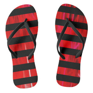 Texturierte rote und schwarze Streifen gemustert Flip Flops