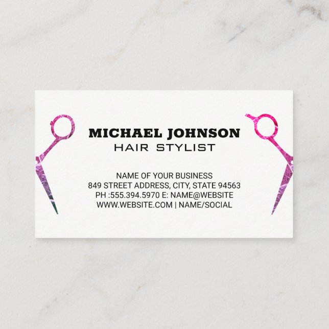 Texturierte Scheren | Hair Stylist Visitenkarte (Rückseite)