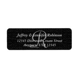 Texturierte schwarze Rustikale Monogramm-Rücksende