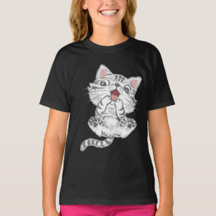 Texturierte Skizze Katze Pfotenpflege Kunst T-Shirt