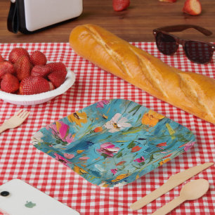 Texturierte Sommer-Blume Papierboxen Pappteller