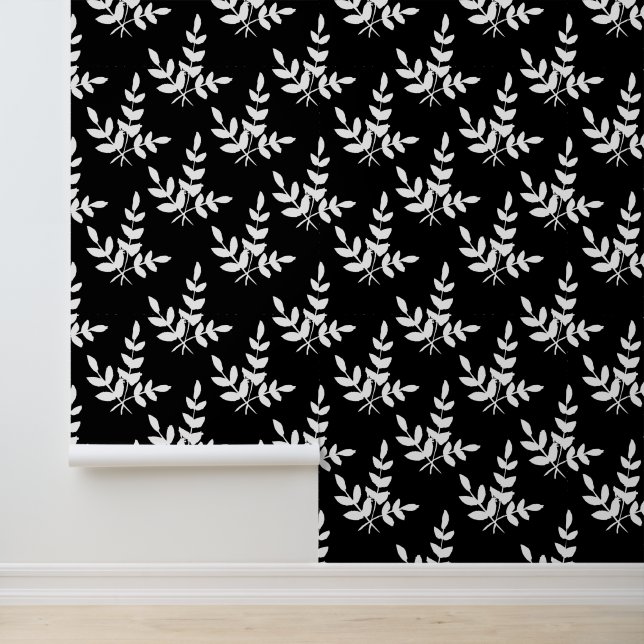 Texturierte Tapeten Schwarz mit weißer Blume (Anwendung)