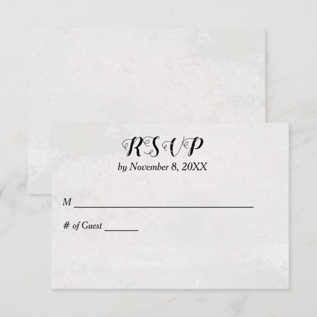 Texturierte weiße Hochzeit RSVP Karte (Vorne/Hinten)