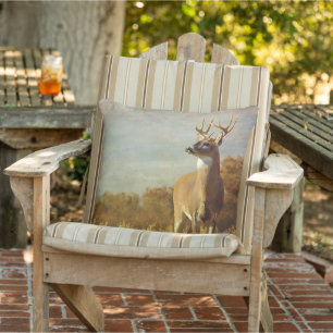 Texturierte Whitetail Buck Outdoor Throw Kissen Für Draußen