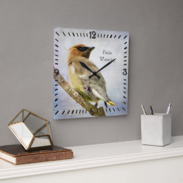 Texturierte Zeder-Waxing-Quadrat-Wall-Uhr Quadratische Wanduhr