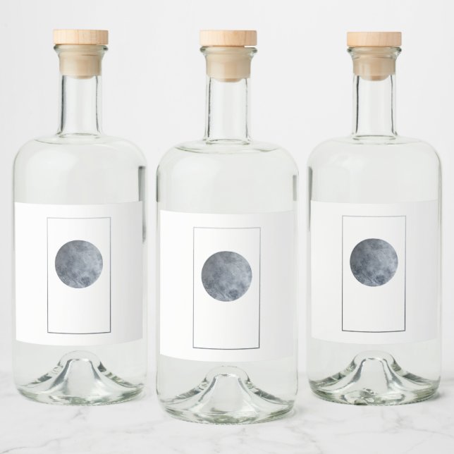 Texturierter Mond über Minimalistisches Design der Alkoholflaschenetikett (Flaschen)