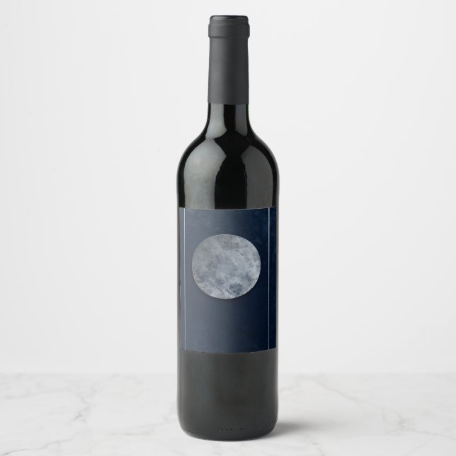 Texturierter Mond über Minimalistisches Design der Weinetikett (Vorderseite)