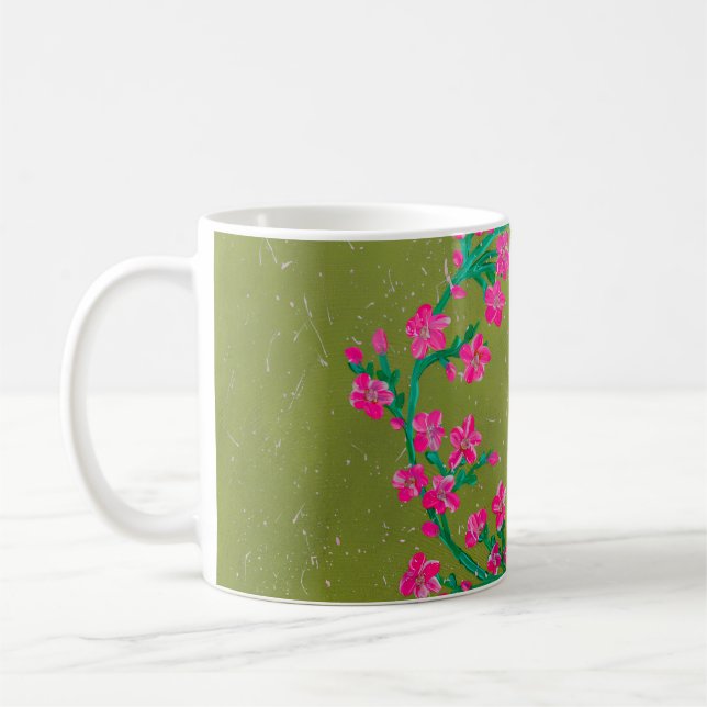 Texturierter rosa Blumenkranz  Kaffeetasse (Links)