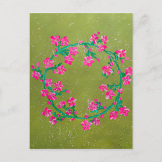 Texturierter rosa Blumenkranz  Postkarte