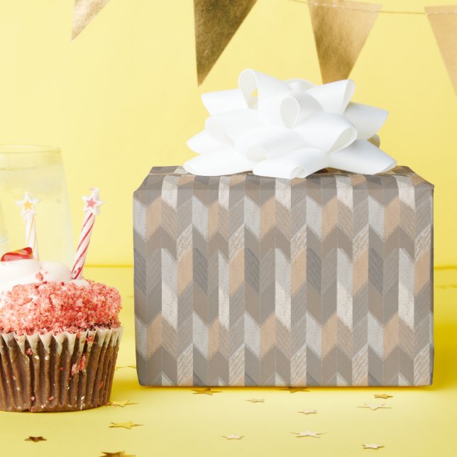 Texturiertes Blau, Gelb, Olivenöl Zickzack. Geschenkpapier (Geburtstagsparty)