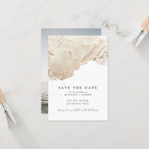 Texturiertes Foto aus Goldfolie Save the Date Einl Einladung