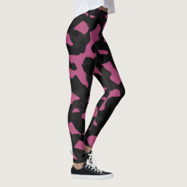 Texturiertes rosa und schwarzes Tarnmuster abstrak Leggings