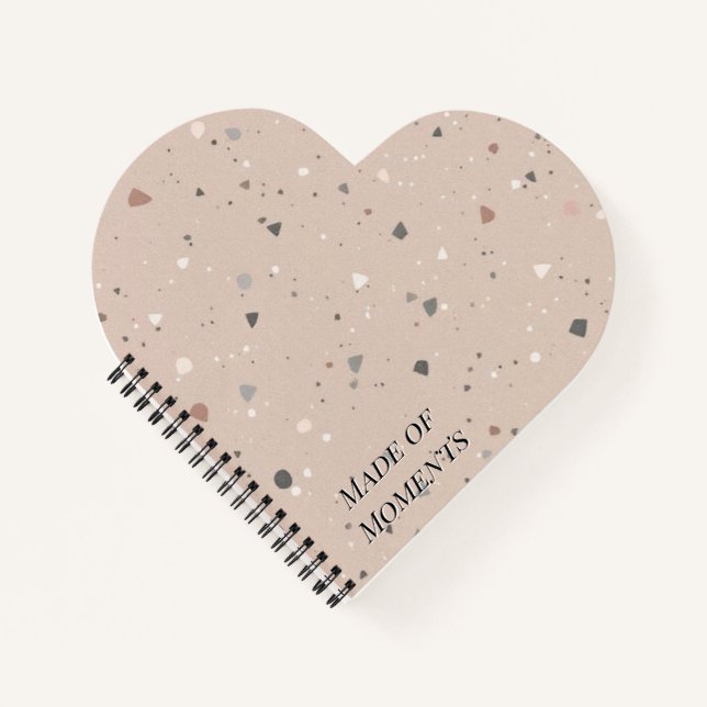 Texturiertes Terrazzo-Muster | Mocha Mousse Elegan Notizbuch (Vorderseite)