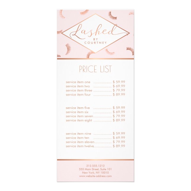 Textzeilen Muster Pink/Rose Gold Werbekarte (Vorne)